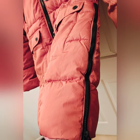 Y2K Rocawear Quilted Puffer Parka Jacket w Sherpa Hood Multi Pockets & Zip Sides - Picture 4 of 16